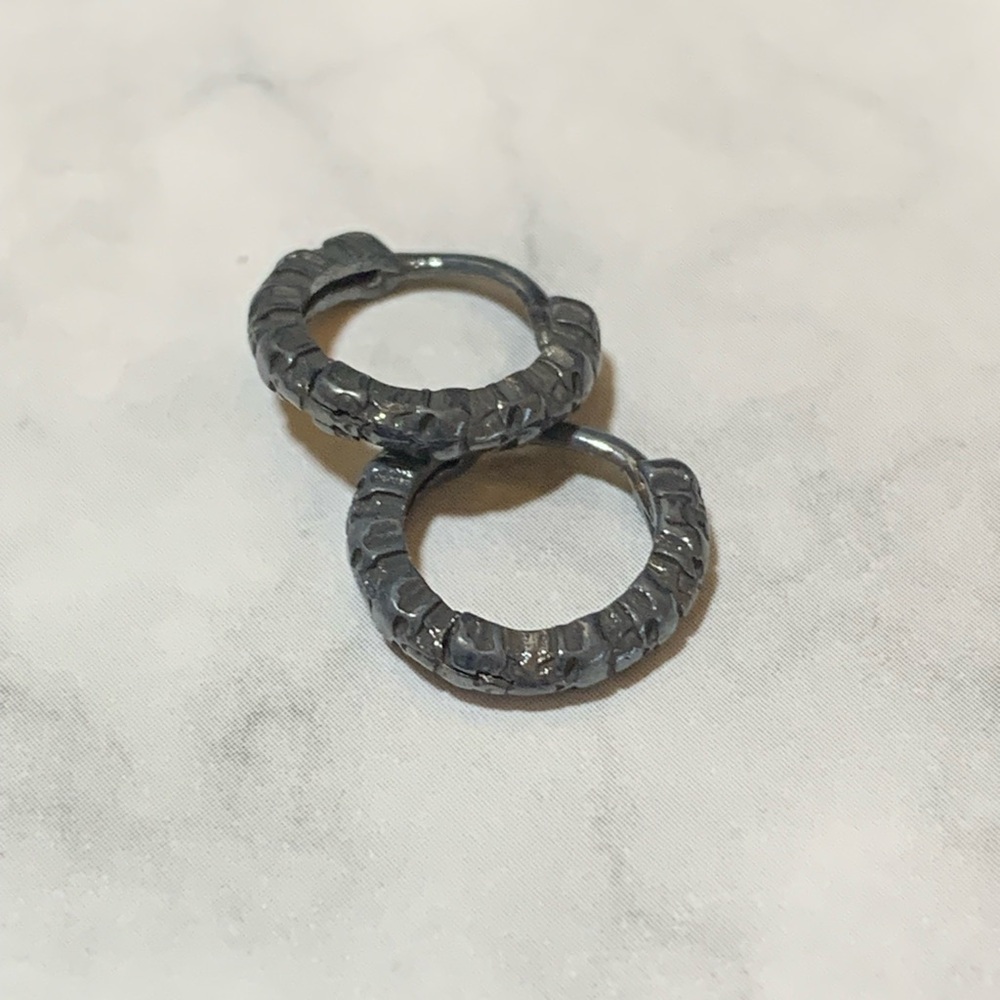 Textured Gray Hoop Body Piercing earrings. Men/Women